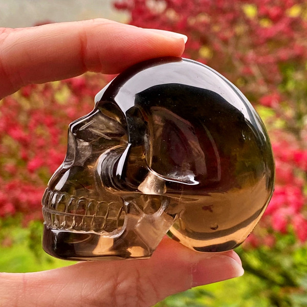 Raven's Deep Rich Color Gem Smokey Quartz Crystal Skull