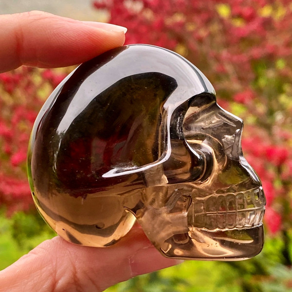 Raven's Deep Rich Color Gem Smokey Quartz Crystal Skull