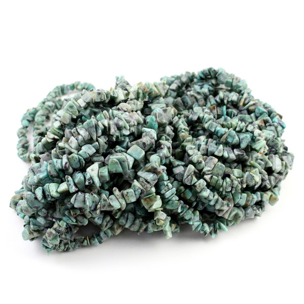 African Turquoise Crystal Necklace Chip Beads 36" Strand