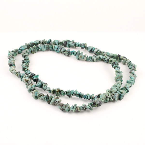 African Turquoise Crystal Necklace Chip Beads 36" Strand