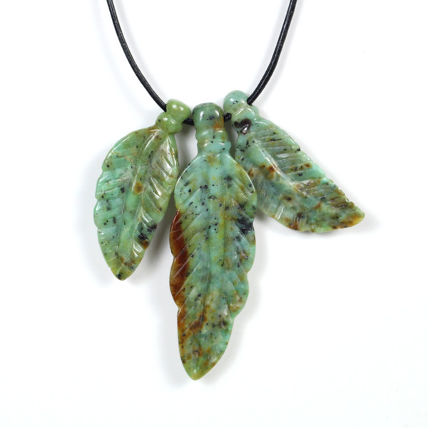 Turquoise Carved Feathers Pendants Focal Beads