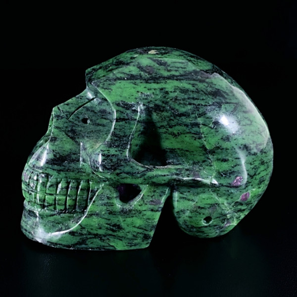 Raven's Carved Ruby in Zoisite Crystal Skull