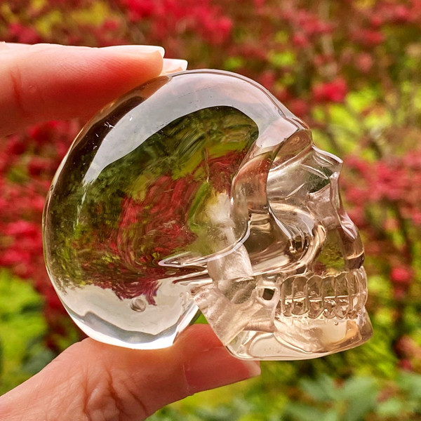 Ultra Clear Natural Lite Smokey Clear Citrine Quartz Crystal Skull