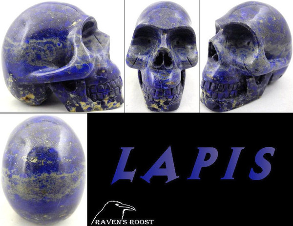 Raven's Carved  Lapis Lazuli Crystal Skull