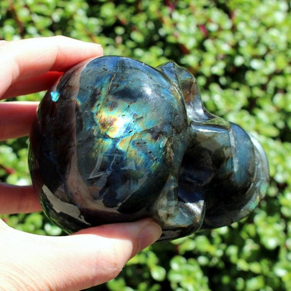 Labradorite Crystal Skull Carving 4"