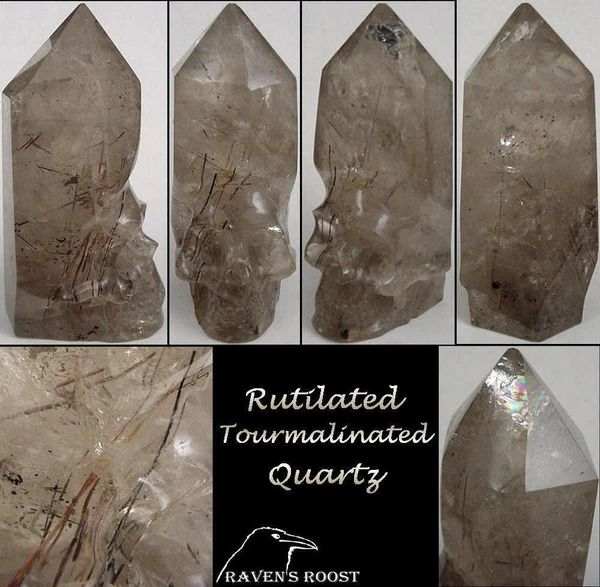 Raven's Carved Rutilated Tourmalinated Quartz Crystal Skull Generator