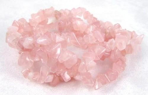 Rose Quartz Crystal Necklace 36" Gemstone Chip Beads