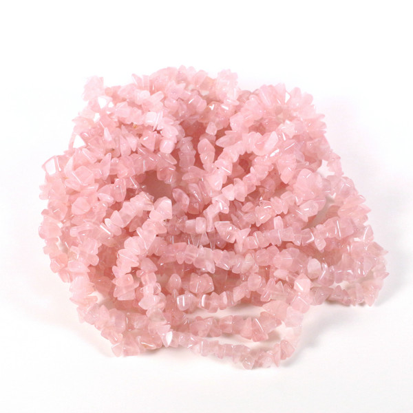 Rose Quartz Crystal Necklace 36" Gemstone Chip Beads
