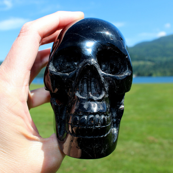 Black Tourmaline Crystal Skull 4.3"