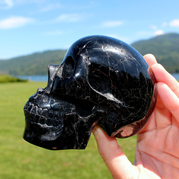 Black Tourmaline Crystal Skull 4.3"