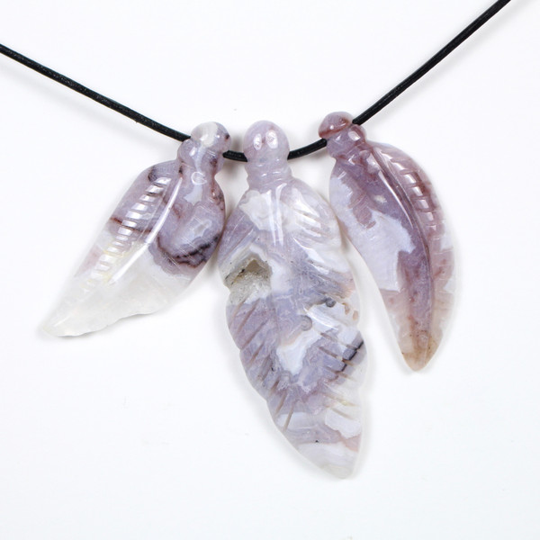 Royal Agate Carved Feather Beads Focal Beads Jewelry