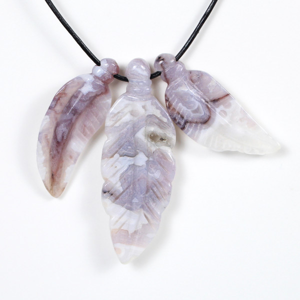 Royal Agate Carved Feather Beads Focal Beads Jewelry