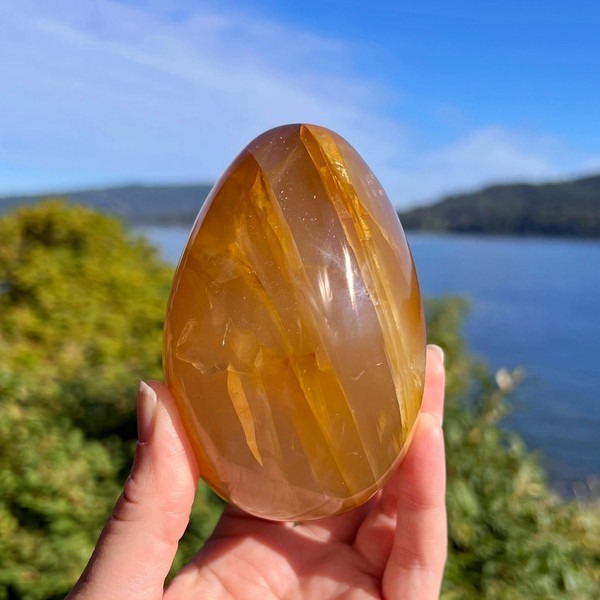Golden Healer Star Quartz Gemstone Crystal Egg ~ Asterism