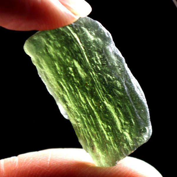 Moldavite Tektite Meteorite Crystal Specimen, Czech Republic