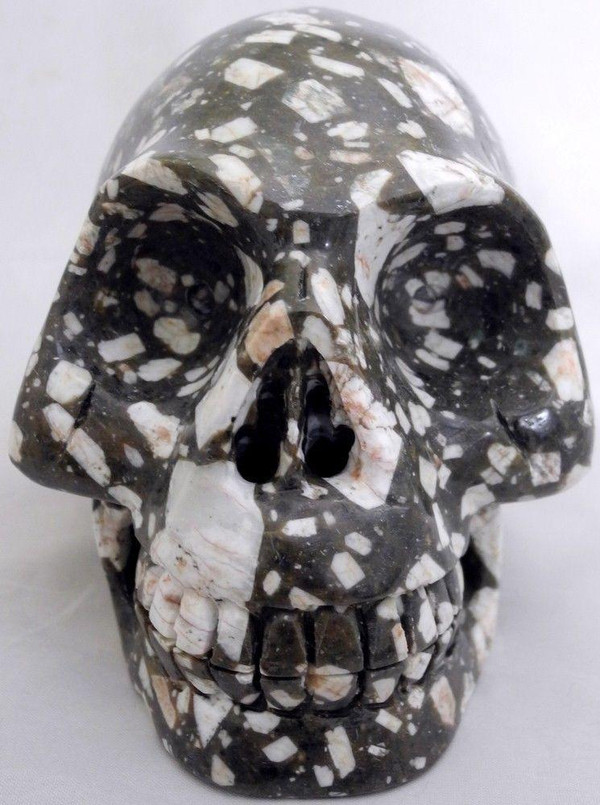 Raven's Classic Style Volcanic Porphyry Crystal Skull