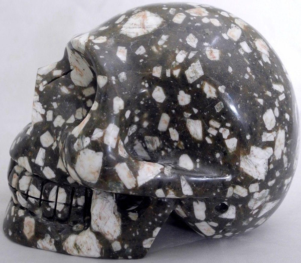 Raven's Classic Style Volcanic Porphyry Crystal Skull