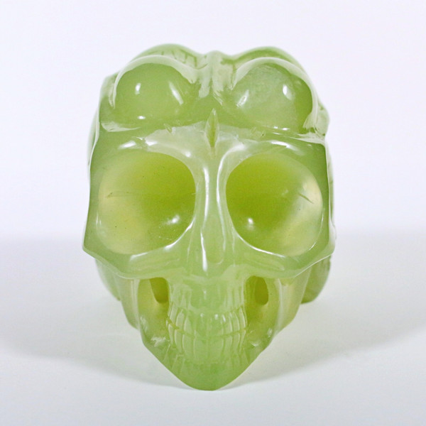 Raven's Carved Bright Green Fluorite Alien Crystal Skull