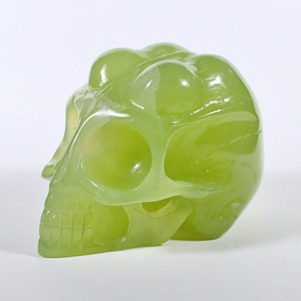 Raven's Carved Bright Green Fluorite Alien Crystal Skull