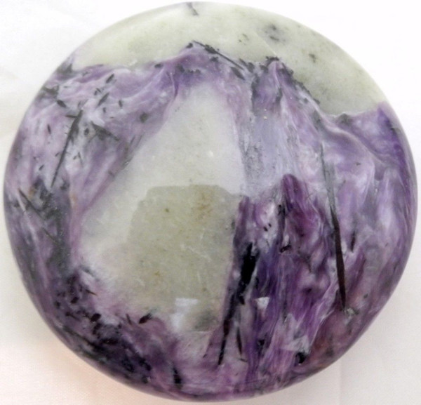 Carved Charoite Puffed Disk