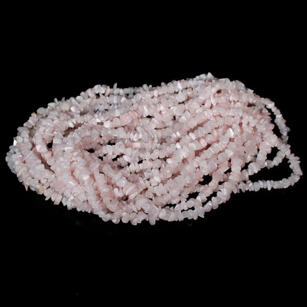 Pink Petalite Crystal Gemstone Chip Bead Necklace 35"