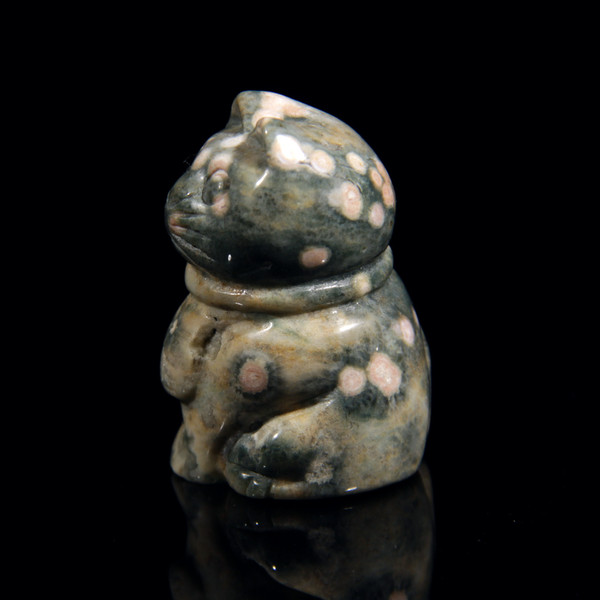Ocean Jasper Carved Lucky Cat Maneki Neko