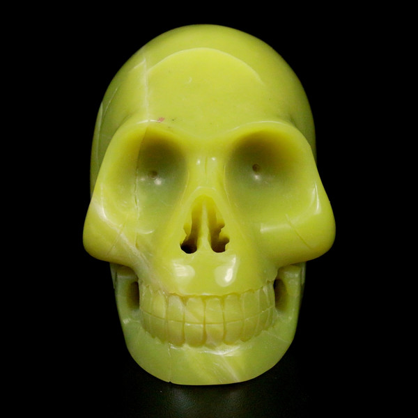 Raven's "Lemon Jade" Serpentine Crystal Skull Classic Style