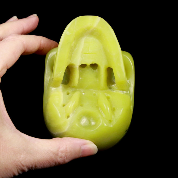 Raven's "Lemon Jade" Serpentine Crystal Skull Classic Style