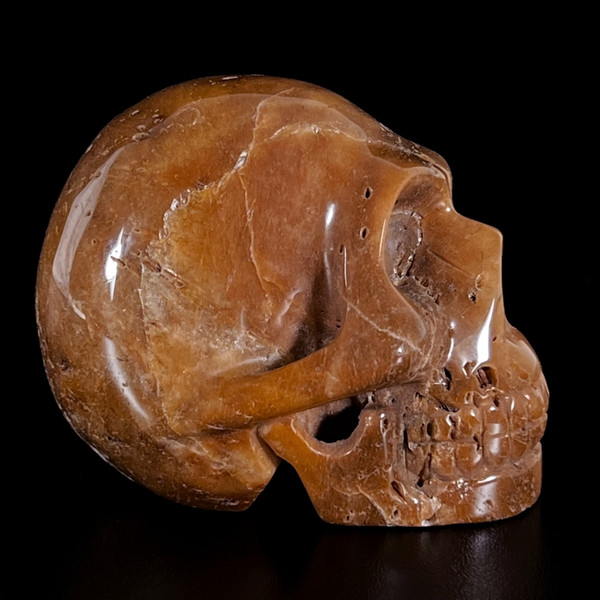 Raven's Hand Carved Rutilated Quartz Crystal Skull