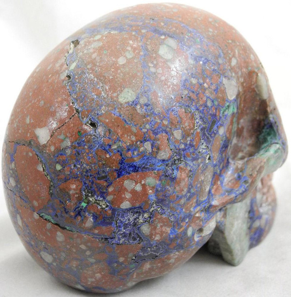 Raven's Brecciated Azurite Cuprite Malachite Crystal Skull