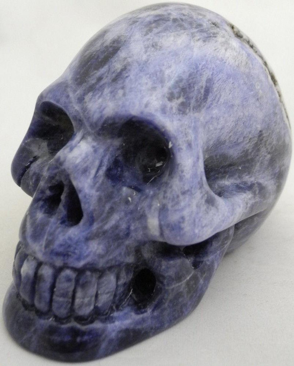 Raven's Carved Blue Sodalite Crystal Skull
