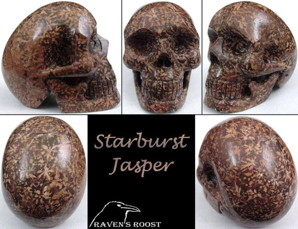 Raven's Carved Starburst Jasper Skull