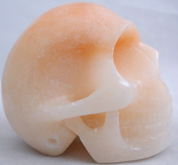 Raven's Carved Tangerine Orange Alabaster Crystal Skull
