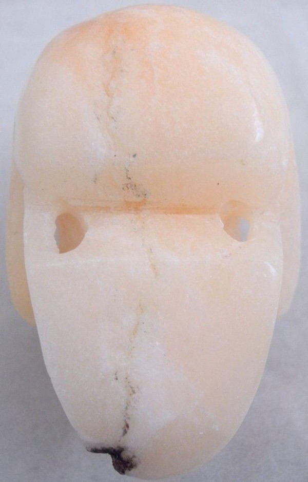 Raven's Carved Tangerine Orange Alabaster Crystal Skull