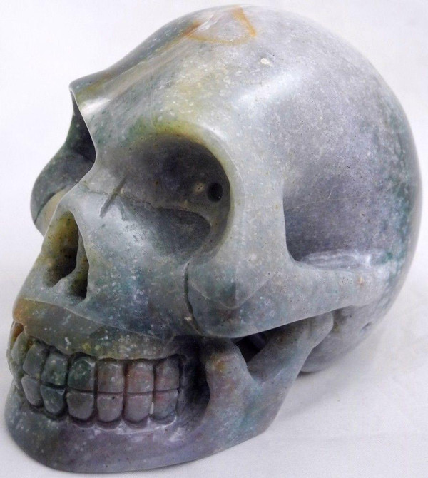 Raven's Carved Lemur Agate Crystal Skull