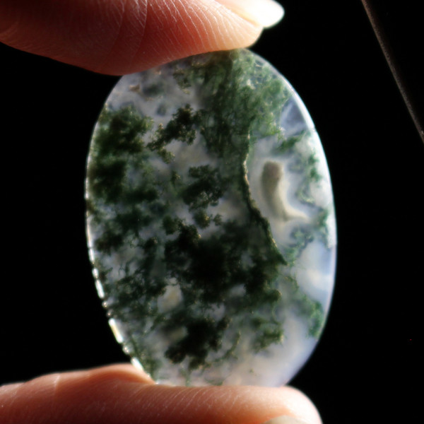 Moss Agate Cab Cabochon 30 x 20mm