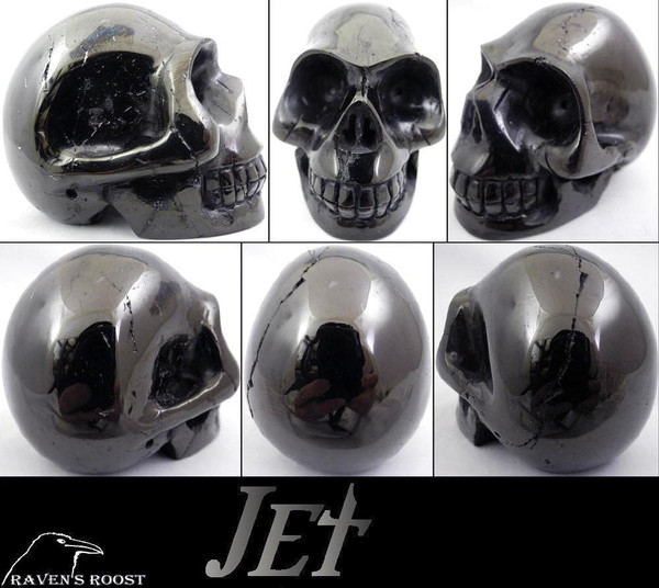 Raven's Carved Gem Quality Jet Crystal Skull