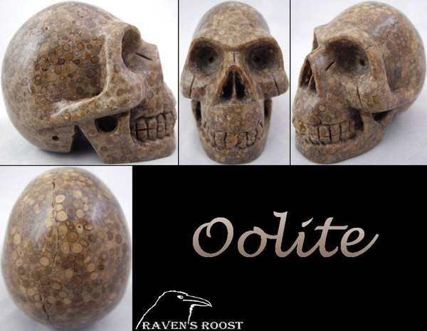 Raven's Carved Oolite Crystal Skull