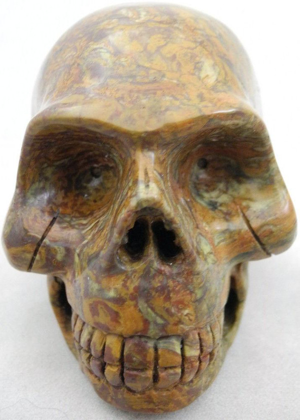 Raven's Hand Carved Kaleidoscope Jasper Crystal Skull