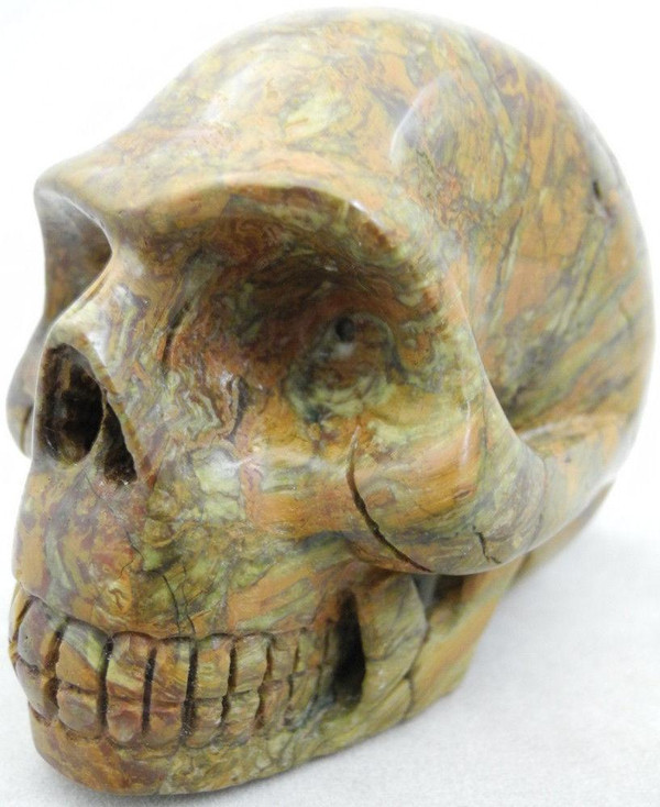 Raven's Hand Carved Kaleidoscope Jasper Crystal Skull