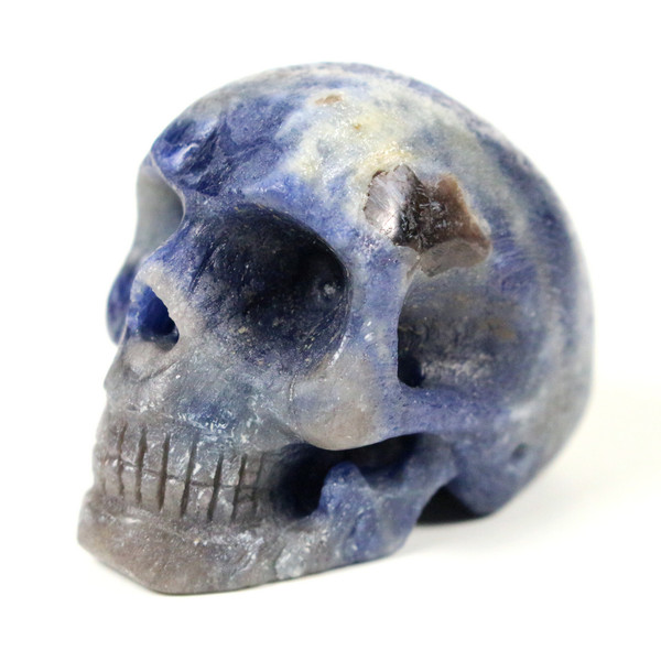 Ravenia's Classic Carved Blue Sapphire Corundum Crystal Skull w/MICA