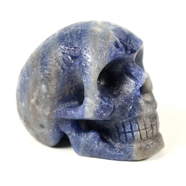 Ravenia's Classic Carved Blue Sapphire Corundum Crystal Skull w/MICA