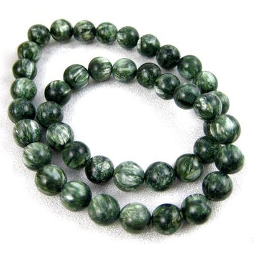 Seraphinite 10 mm round beads ( 4 Pieces )