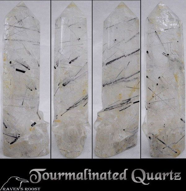Raven's Carved Tourmalinated Quartz Crystal Skull Generator