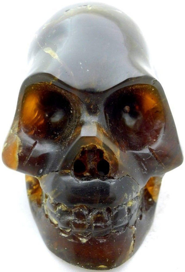 Raven's Carved Classic Style Amber Crystal Skull