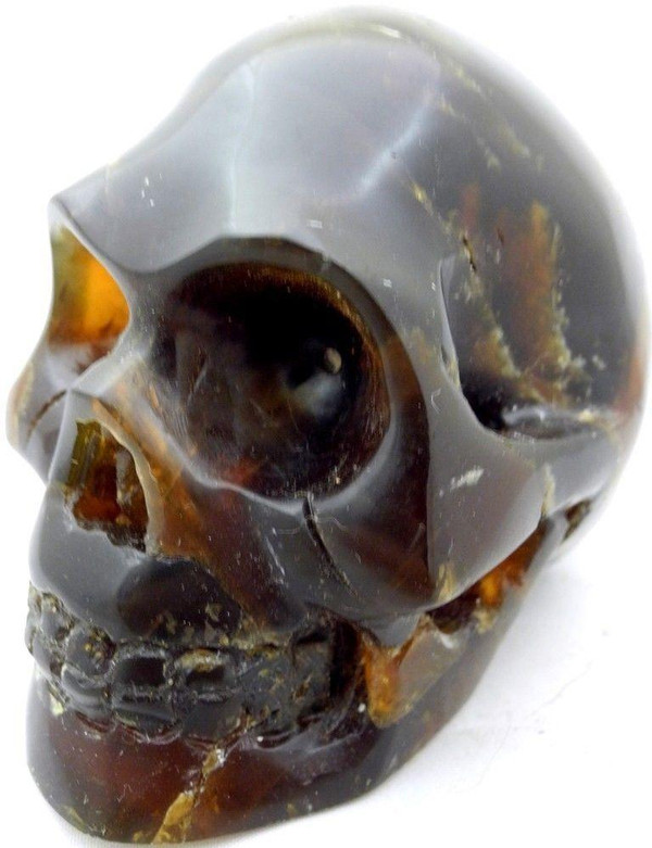 Raven's Carved Classic Style Amber Crystal Skull