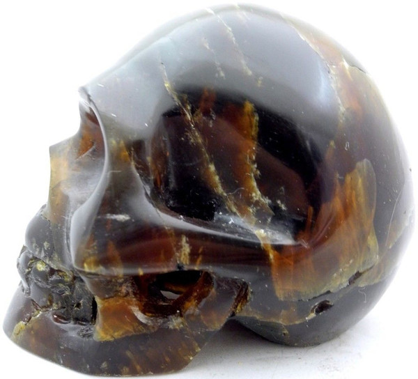 Raven's Carved Classic Style Amber Crystal Skull