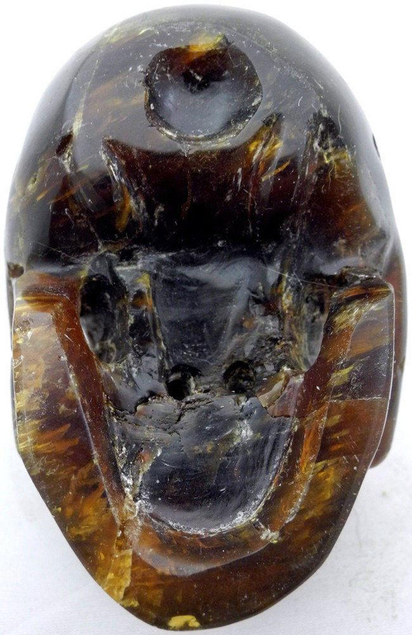 Raven's Carved Classic Style Amber Crystal Skull