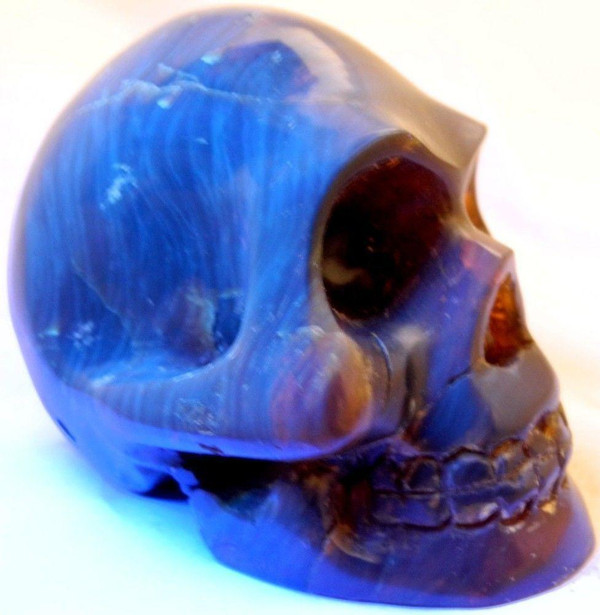 Raven's Carved Classic Style Amber Crystal Skull