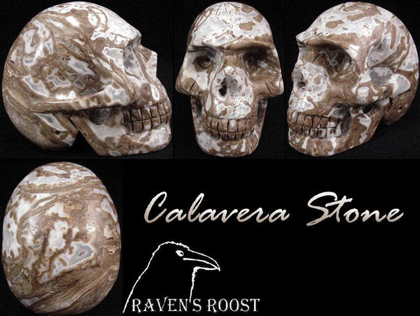 Raven's Carved Calavera Stone Crystal Skull