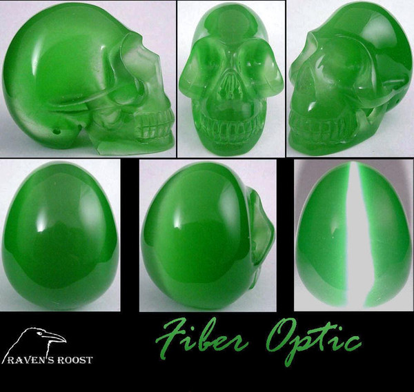 Raven's Carved Fiber Optic Crystal Skull 1